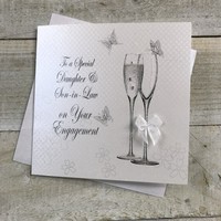 DAUGHTER & SON-IN-LAW ENGAGEMENT, CHAMPAGNE FLUTES (bd3-ed - SALE)