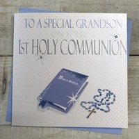 FIRST HOLY COMMUNION GRANDSON BLUE BIBLE  (N89GS)