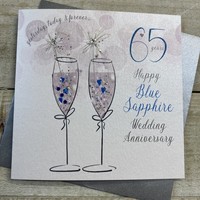 65TH BLUE SAPPHIRE WEDDING ANNIVERSARY, FLUTES & SPARKLERS (DA65 )