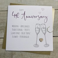 4TH ANNIVERSARY - FLUTES & WOODEN HEART (S110-4X)