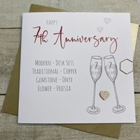 7TH ANNIVERSARY - FLUTES & WOODEN HEART (S110-7X)