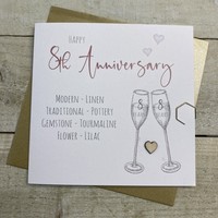8TH ANNIVERSARY - FLUTES & WOODEN HEART (S110-8X)