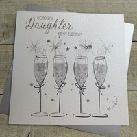 DAUGHTER BIRTHDAY, 4 SPARKLER FLUTES LARGE CARD (XD122-P)