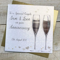 PERSONALISED ANNIVERSARY SPECIAL COUPLE TARTAN FLUTES (P23-32-SC)
