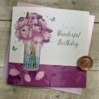 PINK FLOWERS BIRTHDAY CARD (D232)