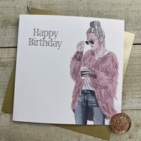 PINK COAT BIRTHDAY CARD (Y25)