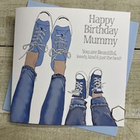 MUMMY BDAY CARD - BIG/LITTLE BLUE CONVERSE (Y35)
