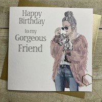 GIRL & DOG - FRIEND BIRTHDAY CARD (Y38)