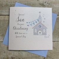 SON - CHRISTENING SPARKLE CHURCH & BUNTING (D116-S)