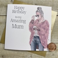 MUM - PINK COAT BIRTHDAY CARD (Y23)