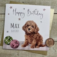 PERSONALISED DOG CARD - COCKAPOO WITH TOYS (P23-S363)