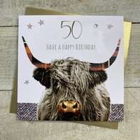 50 HIGHLAND COW BIRTHDAY CARD (S347-50)