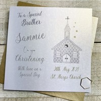 PERSONALISED BROTHER CHRISTENING SILVER CHURCH (P23-15-C-BRO)