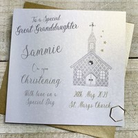 PERSONALISED GREAT GRANDDAUGHTER CHRISTENING SILVER CHURCH (P23-15-C-GGD)