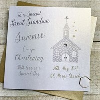 PERSONALISED GREAT GRANDSON CHRISTENING SILVER CHURCH (P23-15-C-GGS)