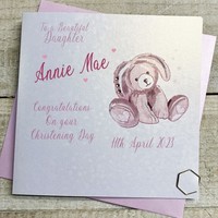 PERSONALISED DAUGHTER CHRISTENING PINK BUNNY (P23-43-D)
