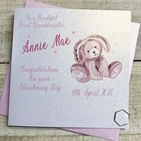 PERSONALISED GREAT GRANDDAUGHTER CHRISTENING PINK BUNNY (P23-43-GGD)