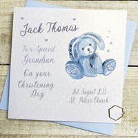 PERSONALISED GRANDSON CHRISTENING BLUE BUNNY (P23-44-GS)