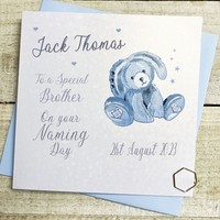 PERSONALISED BROTHER NAMING DAY BLUE BUNNY (P23-41-BRO)