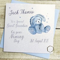 PERSONALISED GREAT GRANDSON NAMING DAY BLUE BUNNY (P23-41-GGS)
