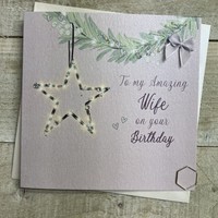 WIFE BIRTHDAY - SILVER HANGING STAR (D240-S)