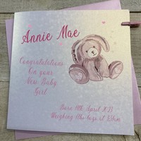 PERSONALISED - NEW BABY. PINK BUNNY (P23-26)