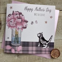 MOTHERS DAY  - FLOWERS & CAT (M24-23)