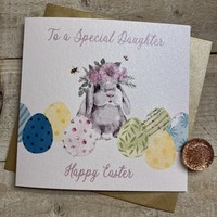 DAUGHTER - EASTER EGGS & BUNNY CARD (E24-13)
