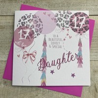DAUGHTER AGE 17 - LEOPARD PRINT BALLOONS CARD (S272-17)