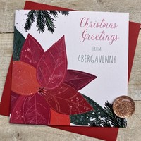 Add your Town  / Names - POINSETTIA CHRISTMAS CARD (C23-11-TOWN)