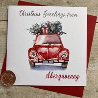 Add your Town  / Names - CAR & TREE CHRISTMAS CARD (C23-56-TOWN)