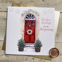 Add your Town  / Names - SNOWY FRONT DOOR CARD (C23-69-TOWN)