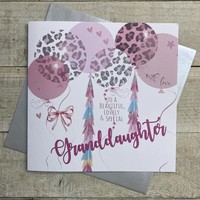 GRANDDAUGHTER LEOPARD PRINT BALLOONS - LARGE BIRTHDAY CARD (XS272-GD)