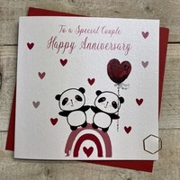 SPECIAL COUPLE ANNIVERSARY CARD - 2 PANDAS & HEART BALLOON (D262)