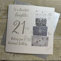 21ST BIRTHDAY DAUGHTER - SILVER PRESENTS LARGE CARD (XDS21)