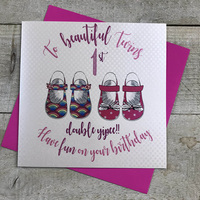TWIN SISTERS 1ST BIRTHDAY - LITTLE SHOES (R35-TW)