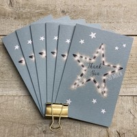 NOTELETS - THANK YOU PACK OF 6 - FAIRY LIGHTS STAR (N95-301)