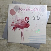 GRANDDAUGHTER BIRTHDAY AGE 40 - FLAMINGO LARGE CARD (XB156-GD40)
