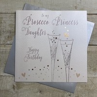 DAUGHTER BIRTHDAY PROSECCO PRINCESS - CRYSTAL FLUTES LARGE CARD (XB118-DAU)