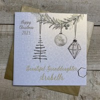 ANY RELATION - PERSONALISED CHRISTMAS CARD - GLASS BAUBLES BRANCH (P-C23-3)