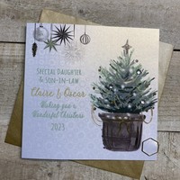 ANY RELATION - PERSONALISED CHRISTMAS CARD - SILVER TREE POT (P-C23-5)