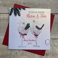 ANY RELATION - PERSONALISED CHRISTMAS CARD - 2 COUPE GLASSES (P-C23-15)