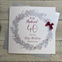 HUSBAND 40TH RUBY ANNIVERSARY WREATH CARD (XDG40-H)