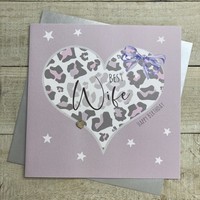 WIFE BIRTHDAY - BIG LEOPARD PRINT HEART LARGE CARD (XS276-W)