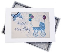 BABY BLUE PRAM & BOW - GIFTS (DTB`)