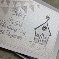 PERSONALISED CHRISTENING GIFTS - SILVER CHURCH & BUNTING (PL25-GROUP)