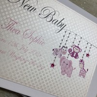 PERSONALISED NEW BABY GIFTS - PINK HANGING TOYS (PL37P-GROUP)