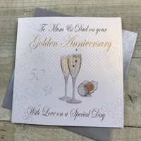 MUM & DAD GOLDEN 50TH WEDDING ANNIVERSARY, FLUTES (WA50M-SALE)