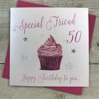 SPECIAL FRIEND 50TH BIRTHDAY, PINK CUPCAKES (WB202-50-SALE)