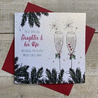 DAUGHTER & HER WIFE - FLUTES WITH SPARKLERS CHRSITMAS CARD (C23-1-DW)